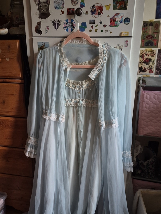 Linda Underlovelies Other - Baby Blue Sheer Vintage Nightgown 2 Piece Set
